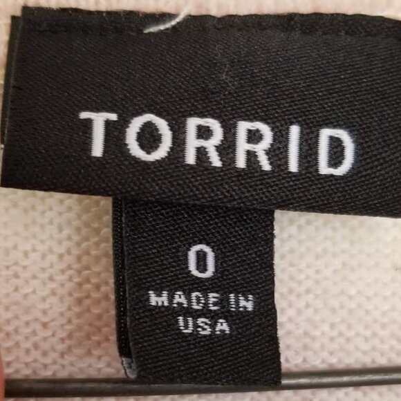 Torrid Blush Pink and Ivory Stripe Lace Sweater 0X - Picture 10 of 11